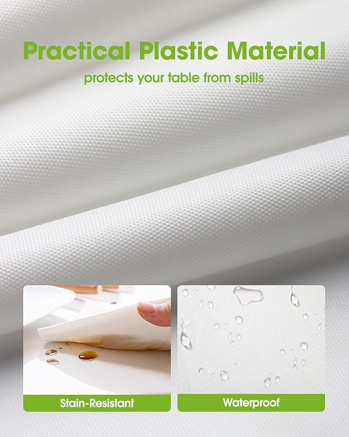Pureegg Plastic Table Cloth Disposable 10 Pack, 54 x 72 Inch Table Cloths, Party, Picnic, Wedding, Decorative Tablecloths, Rectangle, White Plastic Cover, Leakproof & Sturdy, White