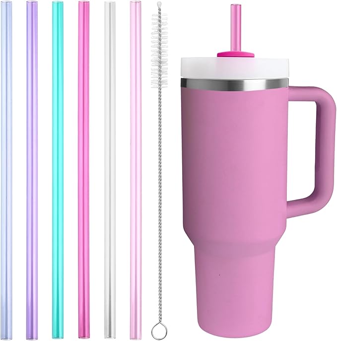 Replacement Straw Compatible with Stanley Quencher 40 oz,30 oz Tumbler, 12 inch Extra Long Reusable Straws Plastic For 40 Oz Cup,Multicolor 14-6 Pack