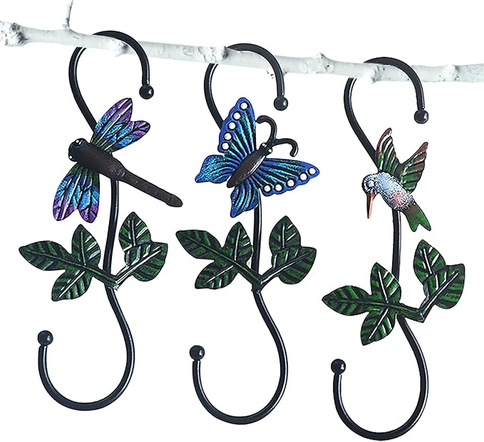 Large Decorative S Hooks, Set of 3 Plant Hangers, Beautiful and Vivid Plant Hook for Hanging Outdoor Indoor Garden Plants, Flower Baskets, Pots, Bird Feeders