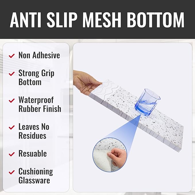 RAY STAR 18 Inch x 48 Inch Shelf Liner, Non Adhesive Marble White Cabinet Liner for Pantry Drawer Vanity, Strong Grip Non Slip Waterproof, Pretty Shelf Liners for Kitchen Cabinets