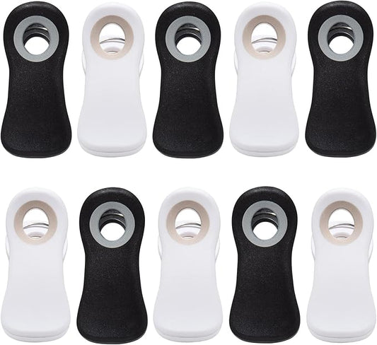 All-Purpose Magnetic Clips - Chip & Bag Clips, Refrigerator Magnets for Bread, Snack & Food Bags (Pack of 10, Black & White)