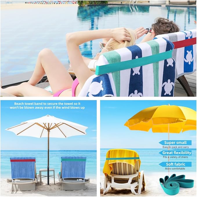 Beach Towel Bands (6 Pack), Beach Chair, Pool Chairs & Cruise Ship Essentials, The Better Towel Chair Clips Towel Holder Beach Towel Clips(6 Mix)
