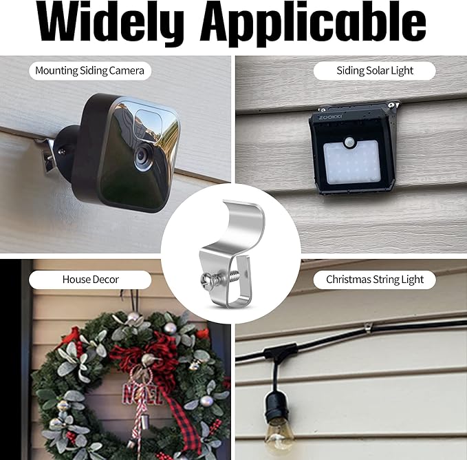 Antimbee Vinyl Siding Clips,20-Pack No-Hole Outdoor Camera Mount,Vinyl Siding Hanger for Blink, Arlo, Ring, No-Damage, No Drilling, Weatherproof-304 Stainless Steel Home Siding Hooks - New Upgrade