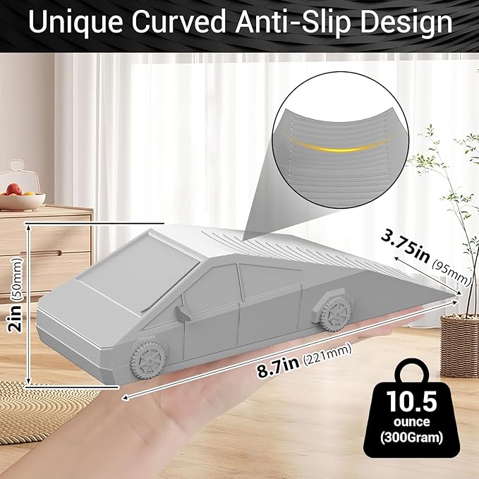 Funny Tesla Cybertruck Door Stoppers for Bottom of Door, Anti-Slip Rubber Heavy Duty Door Stop Wedge, Large Doorstop 2 inches High Gate Holder Suits Any Floor＆ As a Gifts