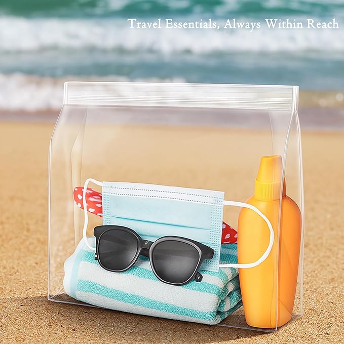 30 Pack Mini Clear Makeup Bag Organizer Cosmetic Zipper Pouch TSA Approved Small Travel Pouches for Toiletries Transparent EVA Reusable Water-resistant Plastic Clear Gift Bags Bulk, 8” x 6” x 2”