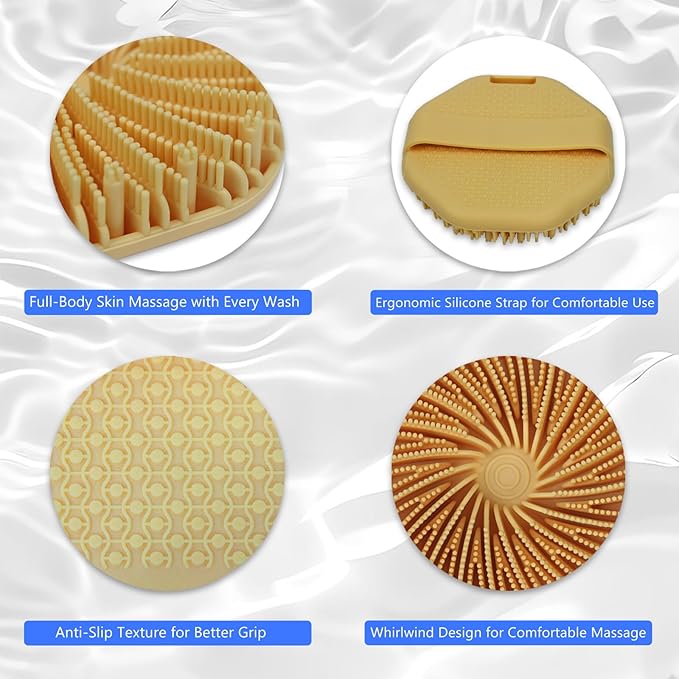 Silicone Body Scrubber – Exfoliating Body Brush for Shower, Soft Silicone Scrub for Men & Women, Shower Scrubber for Skin Care, Body and Face Scrub (Orange)