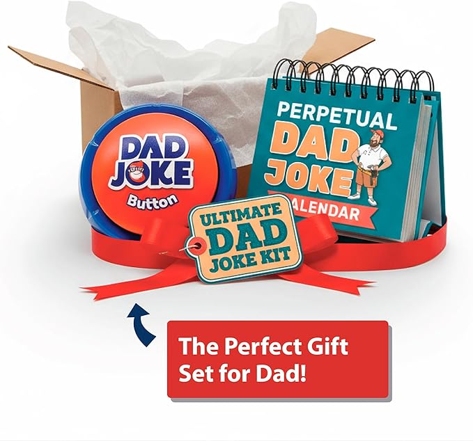 Dad Joke Gift Set Bundle For Dad | (1) Dad Joke Daily Perpetual Calendar & (1) Dad Joke Talking Button, Make Dad Laugh With This Father's Day Bundle Gift Set Present!