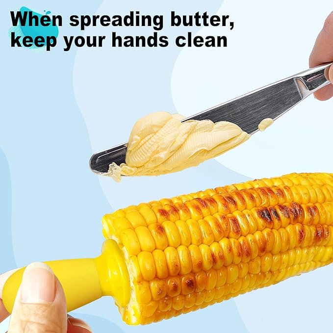 12 Pcs/6 Pairs Corn Holders, Stainless Steel Corn Cob Holders Corn on The Cob Skewers for Home Cooking BBQ Parties Camping, Yellow