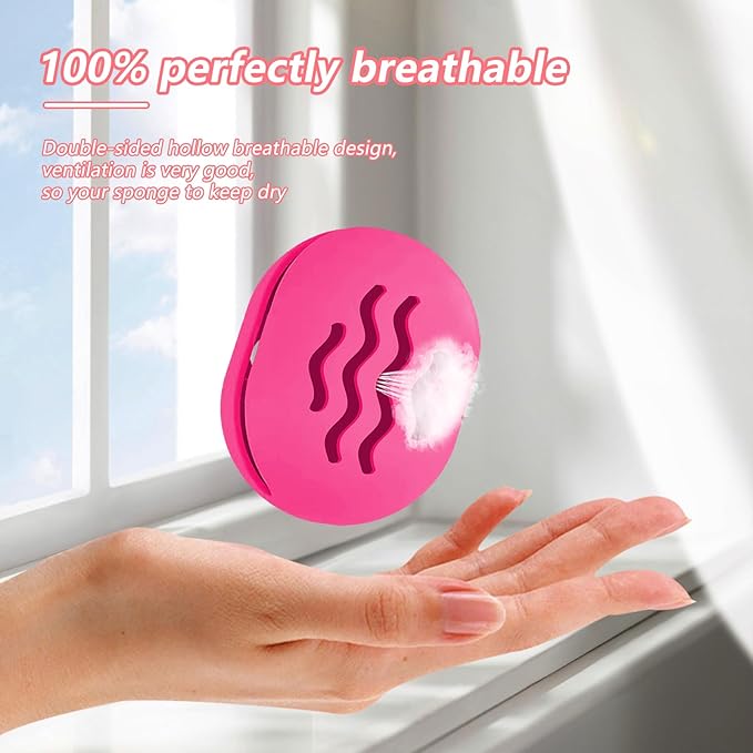 Beauty Blender Bolder Silicone Makeup Sponge Case Breathable Make Up Sponge Case Makeup Bag Essentials Suitable for Business or Travel（Rose）