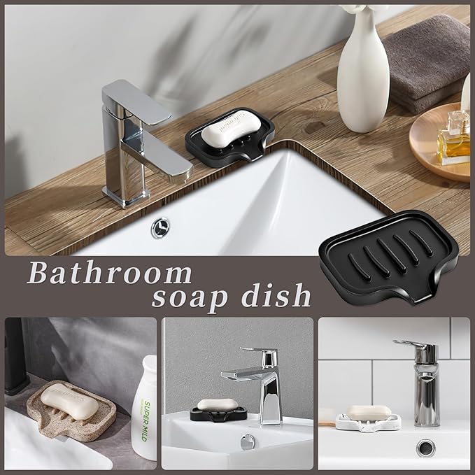 AUGFRYZIAN Self-Draining Soap Dish - Bar Soap Holder for Shower, Large Soap Savers Soap Tray Sponge Holder for Kitchen Bathroom Bathtub Sink, Linen