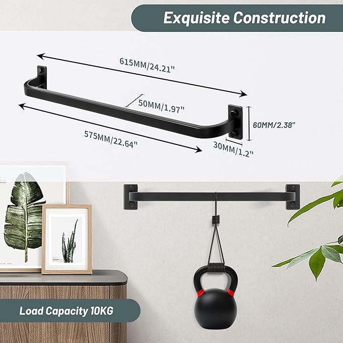 Bathroom Towel Bar, 24 inch Towel Racks for Bathroom Wall Mounted, SUS304 Stainless Steel Heavy Duty Towel Holder Bathroom Accessories Modern Home Decor, Matte Black Finished