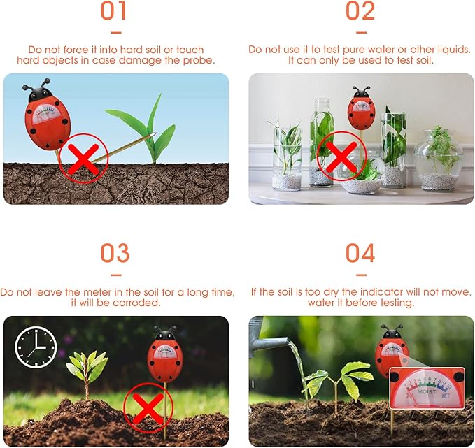 UNIWA Soil Moisture Meter, Plants Moisture Meter, Gardening Tool Kits for Plant Care, Plant Water Monitor for Garden, Farm, Lawn Indoor & Outdoor Use, No Batteries Required