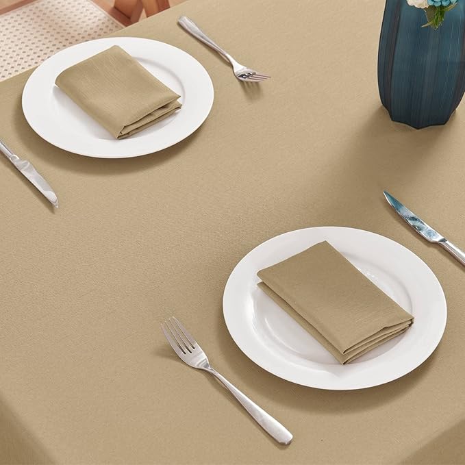 Faux Linen Rectangle Tablecloth Waterproof 60x144 inch Table Cloth Stain and Wrinkle Resistant Washable, Decorative Fabric Table Cover for Dining, Kitchen, Wedding and Parties, Coffee