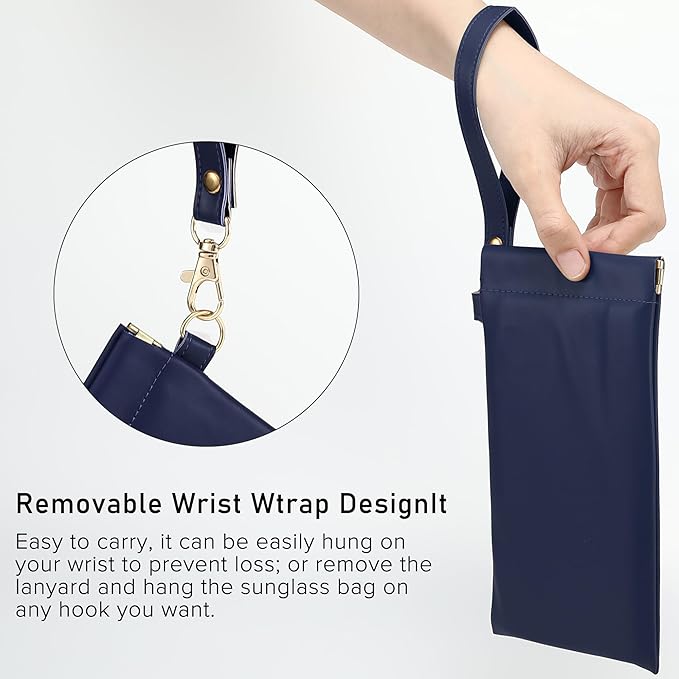 2Pack Leather Glasses Case for Women Men Book-like Hard Shell Eyeglass Bag With Carrying Strap Soft Sunglasses Pouch