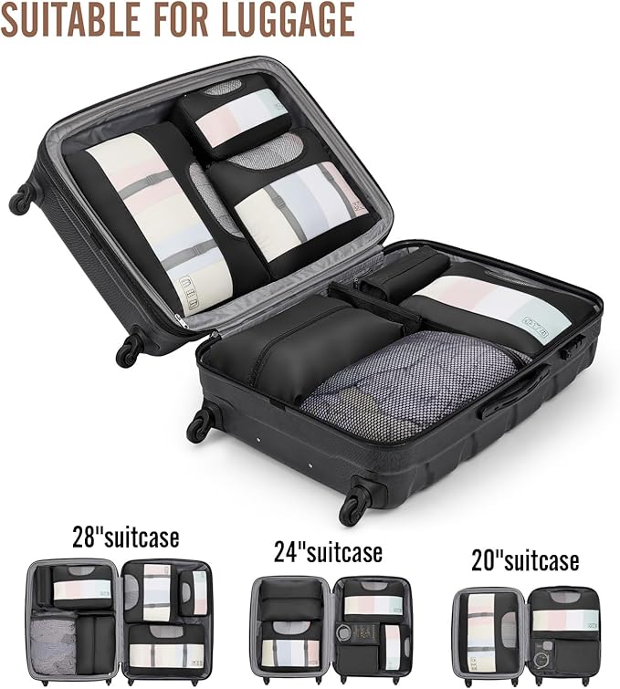 Veken 10 Set Packing Cubes for Travel Essentials, Suitcase Organizer Bags in 4 Sizes, Carry-On Luggage Accessories with Laundry & Toiletry Bag, Airplane Must-Have, Road Trip & Camping, Gifts for Men