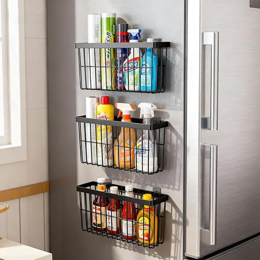 SleekStore Kitchen Cabinet Door Storage Box,Self Adhesive Wall Mounted,Wardrobe/Bathroom/Refrigerator Small Items Organizer,Oil bottle/Seasoning storage (3 Piece)