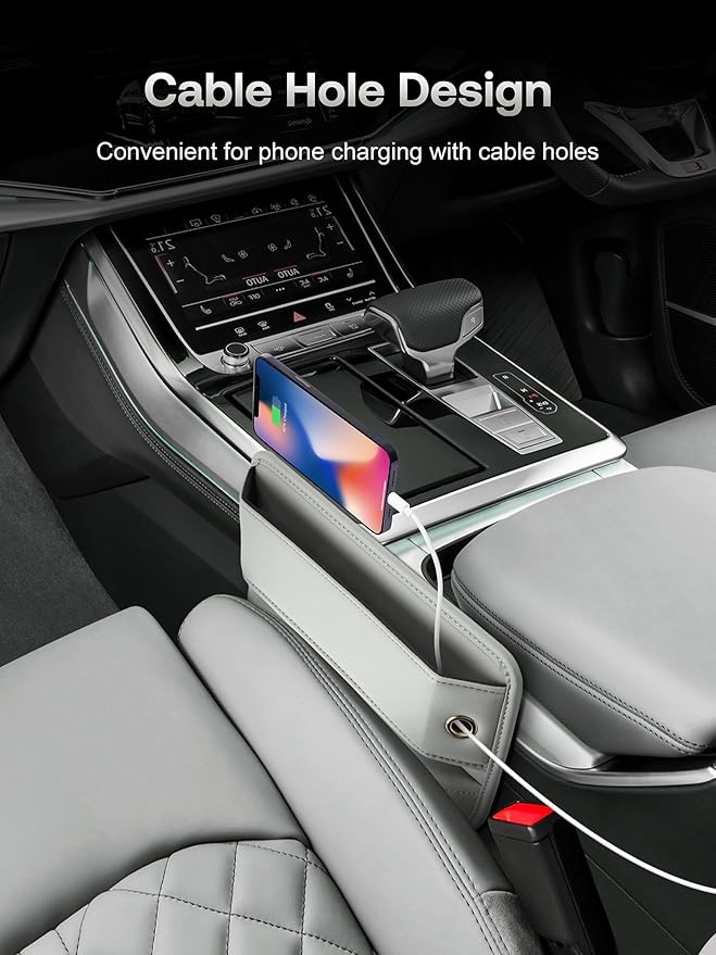 Universal Fit Car Gap Filler, Premium Leather Car Seat Organizer, SUV Truck Essentials (Beige, 1 Pack), XN001