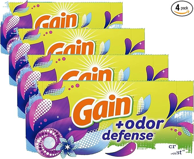 Gain Dryer Sheets Plus Odor Defense,Super Fresh Blast Scent,Helps fight static and odor,laundry sheets,240 Count (Pack of 4)