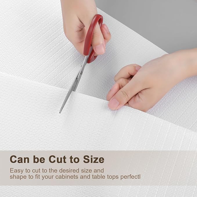 OcePor Non-Adhesive Drawer and Shelf Liner 24IN x 30FT，Non Slip Cabinet and Cupboard Liner, Kitchen Cabinet Liners for Shelves, Waterproof Drawer Shelf Liners for Cabinets/Bathroom Cupboard,White