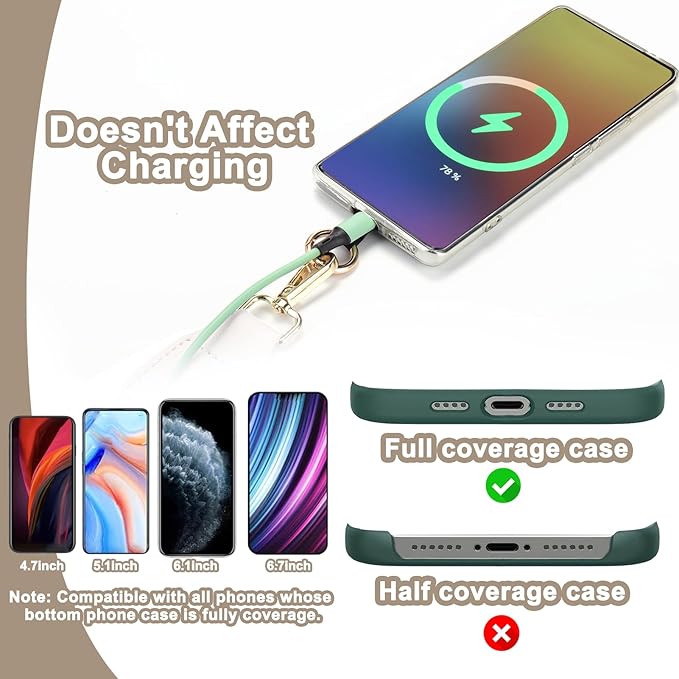 XANGNIER Clip and Go Strap for Phone with Wallet Crossbody, Phone Strap with Zippered Wallet, Adjustable Anti Theft Cellphone Lanyard for Women, Cellphone Chain Accessories,Multicolor 20
