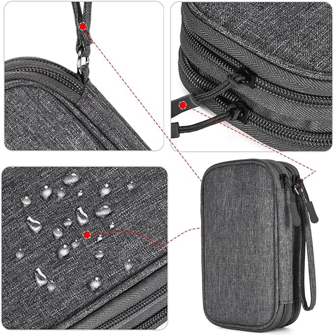 Travel Cord Organizer Electronics Organizer Travel Case, Travel Cable Organizer Bag Waterproof Portable Accessories Case for Cable, Charger, Phone, Power Bank, Earphone (Dark Gray, Large)