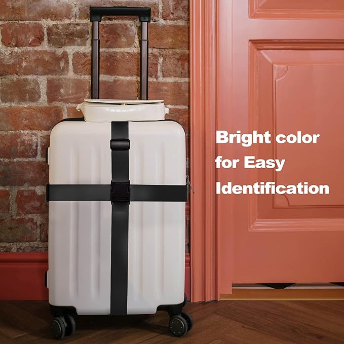 Luggage Straps for Suitcases TSA Approved Travel Belt 4 Pack by Chelmon (Black)