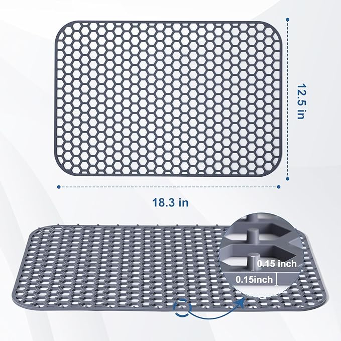 Silicone Sink Protector for Kitchen Sink - 18.3''x12.5'' Kitchen Grid Accessory, Non-slip Heat Resistant Grid Dry Mat for Bottom of Porcelain Stainless Steel, Dishwasher Safe