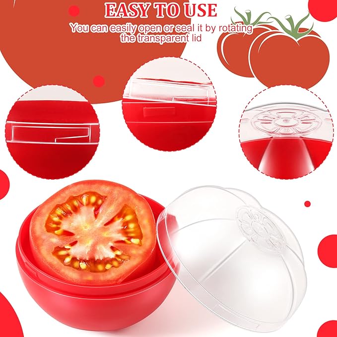 Vegetable and Fruit Storage Containers for Fridge, 3 Pieces BPA Free Reusable Food Saver - Tomato, Lemon, Onion Keeper Holder - Refrigerator Vegetable Crisper for Keeping Food Fresh Longer