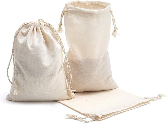 Tendwarm 20 Pack 5.9x7.8 Inches Cotton Drawstring Bags Reusable Muslin Sachet Bag for Party Wedding Storage Home Supplies