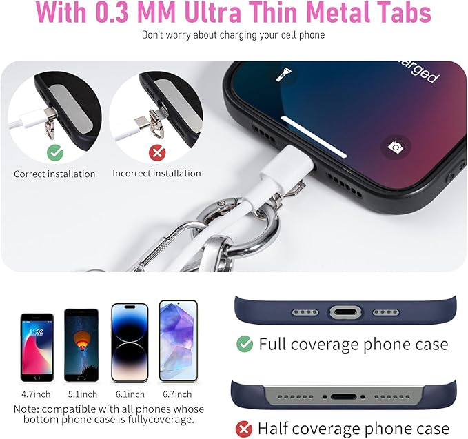 Clip and Go Strap for Phone with Wallet Crossbody Phone Lanyard and Detachable Checkered Bag with ID Window and RFID Pouch for Daily Travel.