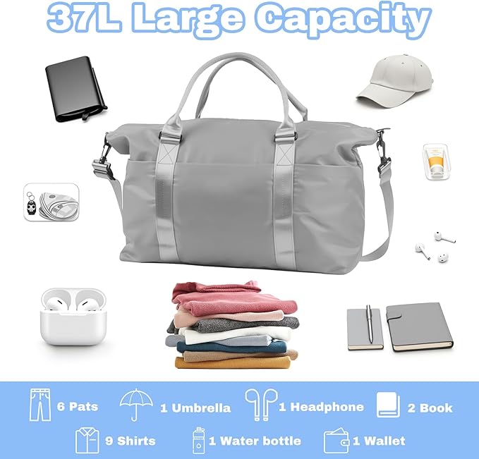 Weekender Duffel Bags for Women, Travel Totes Bag for Airplane Essentials, Overnight Bags for Women with Trolley Sleeve, Large Carry On Hospital Bag for Labor and Delivery, Sport, Gym
