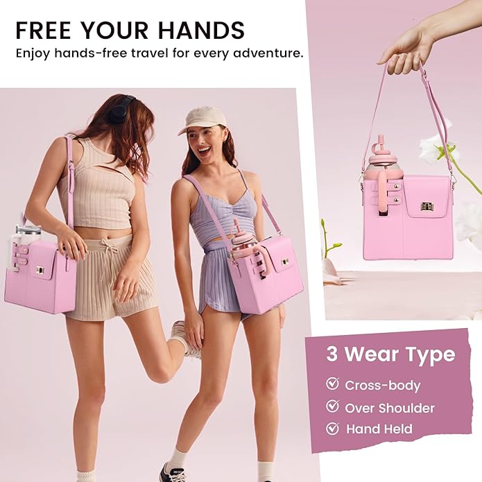 Outdoor Portable Crossbody Water Cup Purse Bag Water Bottle Carrier Bag with Phone Pocket Tumbler Carrier with Strap