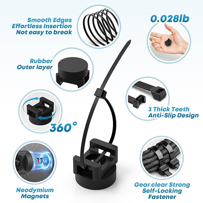 110pcs Magnetic Cable Zip Tie Mounts (100pcs Cable Zip Ties & 10pcs Magnet Cable Mount) Magnetic Zip Tie Mount Heavy Duty, Magnetic Wire Clamps, Magnetic Zip Tie Holders, Magnetic Wire Clips