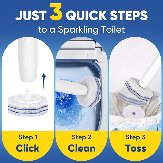 200Ct Aromative Toilet Brush Refills, Toilet Bowl Cleaner Refills, Double-Layer Cleaning Pads Added, Disposable Refill Heads for Toilet Bowl Cleaner Wands，Bulk （Patented）