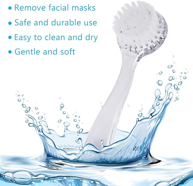 3 Pcs Facial Cleansing Brush, Manual Face Brushes for Cleansing and Exfoliating, Face Scrubber to Massage, Deep Pore Exfoliation, Makeup Remove and Skin Care with Soft Bristles, Clear