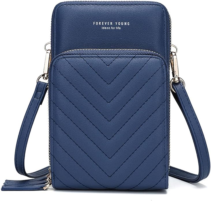 myfriday Small Leather Crossbody Bag for Women with Guitar Strap Mini Crossover Bags & Shoulder Purses with 2 Card Slots