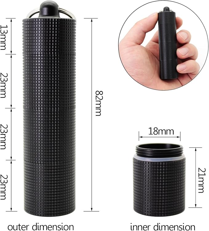 PPFISH Portable Daily Pill Case, 3 Compartments Anti-Skid Aluminum Alloy Waterproof Pill Box Dispenser, Small Pocket Pill Container, Keychain Pill Fob, Travel Pill Holder for Men Women