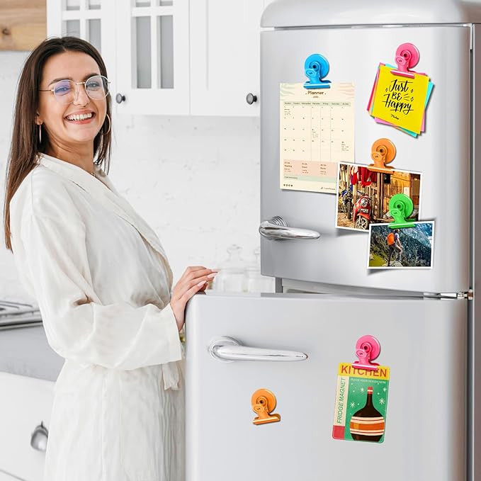40 Pack Magnetic Clips Heavy Duty, Colorful Magnet Clips for Fridge, Refrigerator Magnets, Strong Magnetic Clip, Scratch Free Magnets with Clip for Whiteboard, Refrigerator, Locker