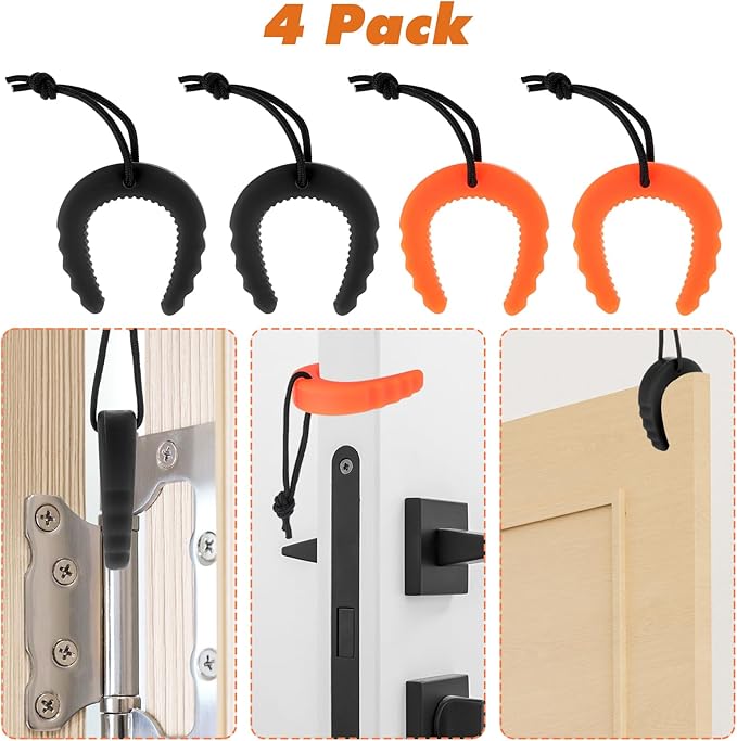 4 Pcs First Responder Door Stop, Rubber Door Stopper Wedge Doors Jam for Law Enforcement Police Firefighter Emergency Medical Services Gear Accessories (2 Black/2 Orange)