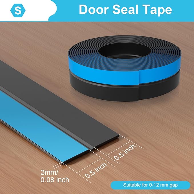 Weather Stripping Door Seal, Draft Seal for Frame and Gaps Draft Stopper,Glass Shower Door Sweep, Black, 20 Feet x 1 Inch