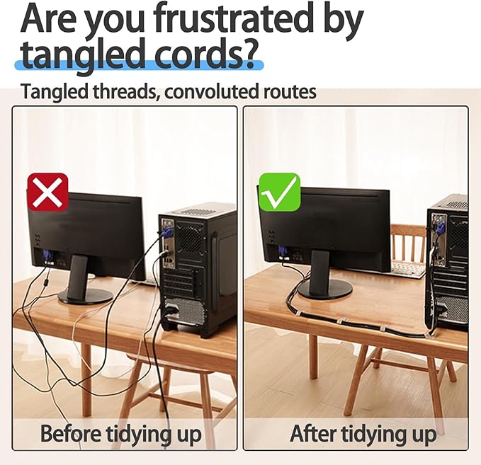 100 Pcs Hook and Loop Cable Ties, Self Adhesive Cord Management Clips Under Desk, Reusable Sticky Back Wire Organizer Straps for TV PC Laptop Office & Home