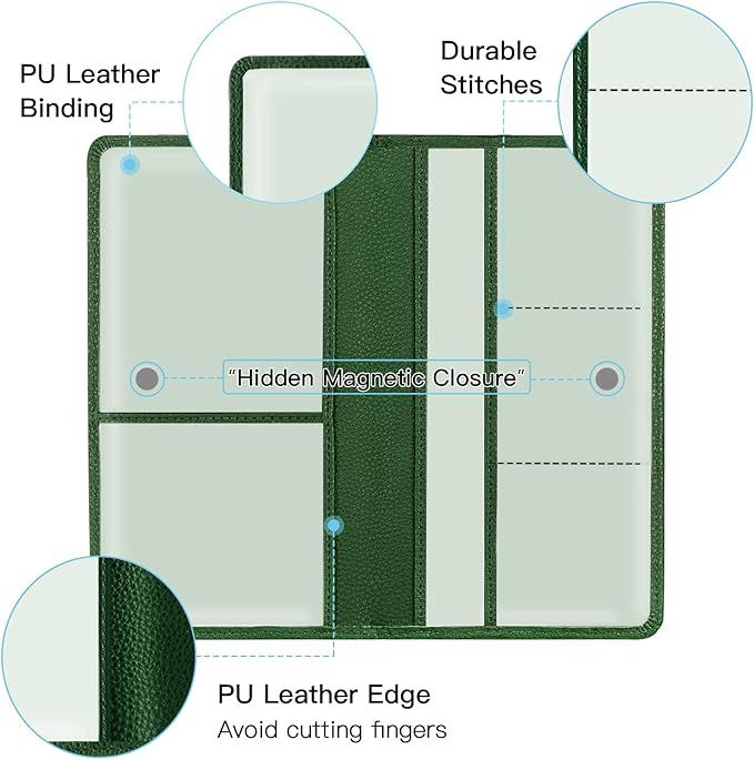 Valardoh Premium Car Registration and Insurance Card Holder, Car Document Holder for Cards, Driver License & other Essential Documents (Dark Green)