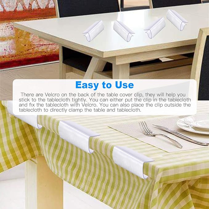 Glarks 30 Pack Rectangular Shape Plastic Table Cover Clips Tablecloth Clips Table Skirting Clips with Hook and Loop for 3/4 to 1 inch Table for Indoor Outdoor Wedding Party Picnic Events