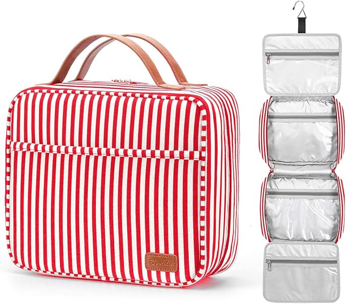 Bosidu Hanging Travel Toiletry Bag, Large Capacity Cosmetic Travel Toiletry Organizer for Women with 4 Compartments & 1 Sturdy Hook, Perfect for Travel/Daily Use/Christmas