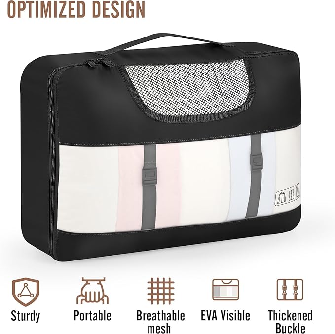 Veken 10 Set Packing Cubes for Travel Essentials, Suitcase Organizer Bags in 4 Sizes, Carry-On Luggage Accessories with Laundry & Toiletry Bag, Airplane Must-Have, Road Trip & Camping, Gifts for Men