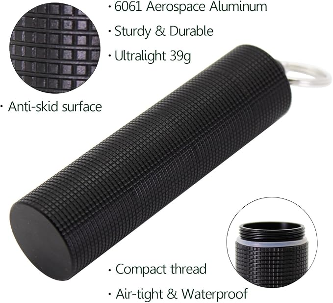 PPFISH 2 PCS Portable Daily Pill Case, 3 Compartments Aluminum Alloy Waterproof Pill Box Dispenser, Small Pocket Pill Container, Keychain Pill Fob, Travel Pill Holder for Men Women