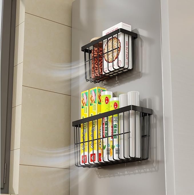 SleekStore Kitchen Cabinet Door Storage Box, Self-Adhesive Wall Mounted, Wardrobe/Bathroom/Refrigerator Small Items Organizer, Oil Bottle/Seasoning Storage (3 Piece)