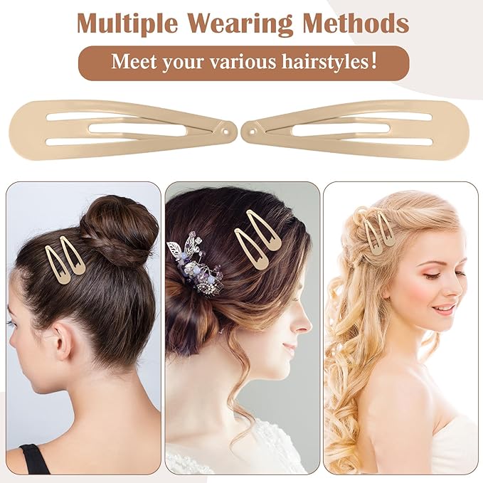 WILLBOND 30 Pieces 3.1 Inch Large Metal Snap Hair Clips Nonslip Barrettes Women Hair Accessories (Taupe)