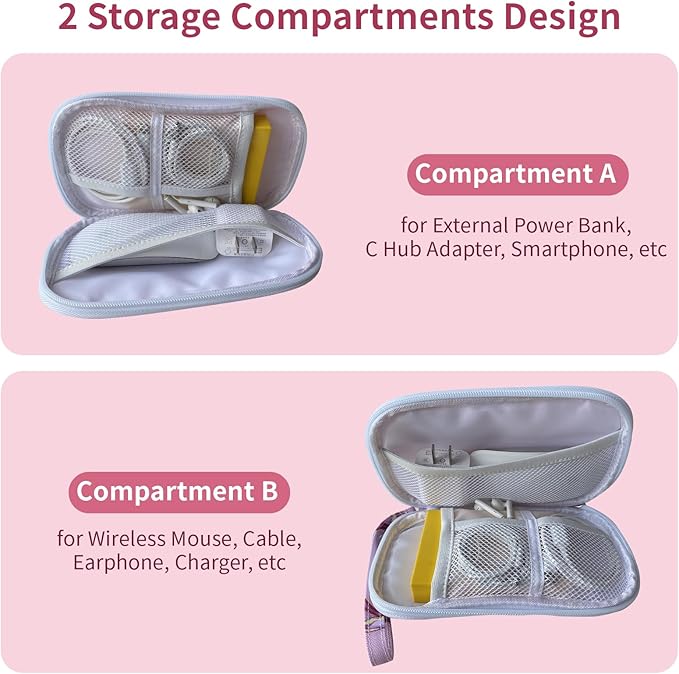 Electronics Organizer Travel Case, Cable Organizer Travel Essentials Tech Pouch,Suitable for Charger, Cable, Phone，Flash Drive,Pink Marble