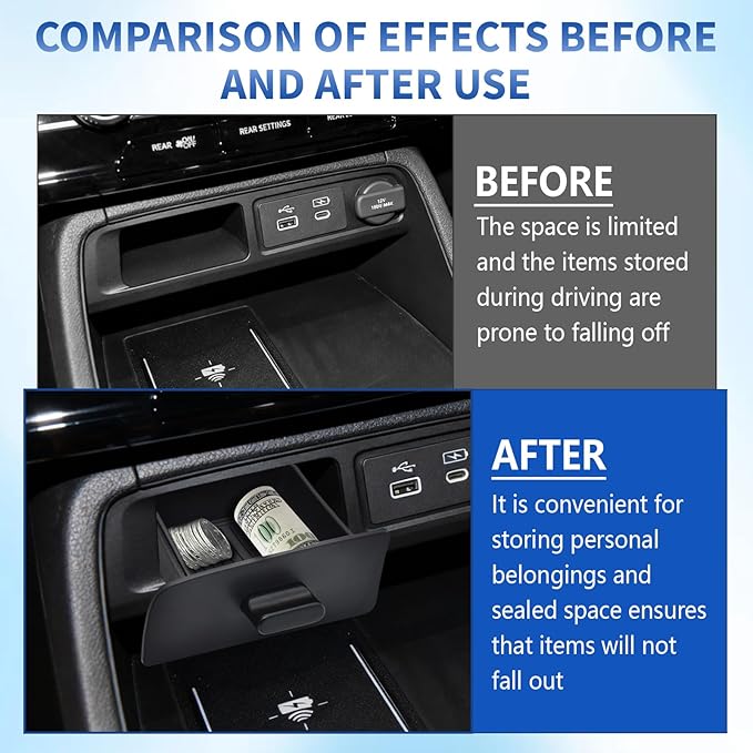 Storage Drawer Tray Fit for 2023 2024 2025 2026 Honda Pilot/2026 Honda Passport Accessories - Center Console Organizer Secret Compartment Storage Box Interior Accessories (Not for 2017-2025 Ridgeline)